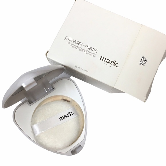 mark. Powder-Matic Go Anywhere Loose Powder Compact Mirror Puff Shade Medium - Picture 1 of 11